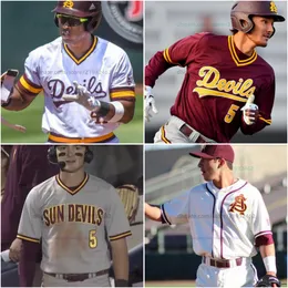 Personalize a camisa de beisebol da faculdade Sun Devils usa beisebol da NCAA Ethan Mendoza Nick McLain Jax Ryan Trey Newman Eamonn Lance Steven Ondina Kevin Karstetter