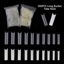 500st Clear Natural False Nail Tips C Curved Long Square Straight Nails Artificial Acrylic Manicure Art Tool 231226
