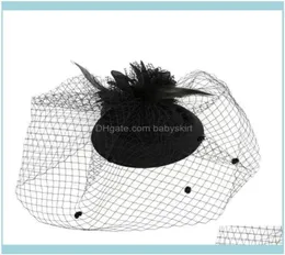 Aessory Tools Hårprodukter Fascinatorer Hattar Pillbox Hat Cocktail Party Headwear For Girls and Women8352824