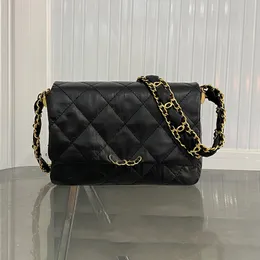 Borsa a tracolla da donna di design serie 19 21 cm pelle bovina pieghettata con diamanti hardware dorato fibbia in metallo borsa di lusso matelasse borse a tracolla a catena larga trucco Sacoche