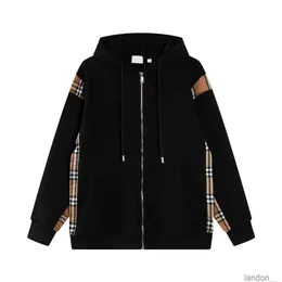 High quality 900g high version looped hooded cardigan jacket with autumn and winter zipper plaid fabric long sleeves