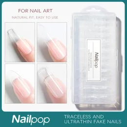 NailPop 600st Nail Tips Fingernails Fake Tip ClearWhitenaturalMatt False Nails Acrylic Full Cover Set 231226