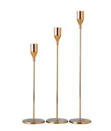 3 pezzi set portacandele in metallo stile europeo semplice decorazione di nozze d'oro bar party living room decor home decor candeliere6579591