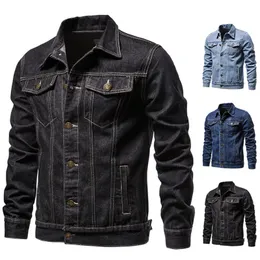 Högkvalitativ casual bomull svart denimjacka män grossist mode koreansk blå jean för chaqueta vaquera para hombre 231227