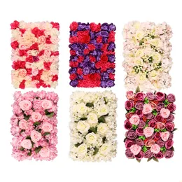 Artificial Floral Wall Panels Flower Wall Backdrop Faux Rose Hydrangea Peony Flower Panels Flower Row for Wedding Party Event Decor Photography Home Decor