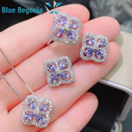 Teryaklar Doğal Tanzanit Sergililer Stud Küpe Halkası 3*4mm Taş 925 STERLING Gümüş İnce Takı Halkaları Kadınlar Yıldönümü Hediyesi