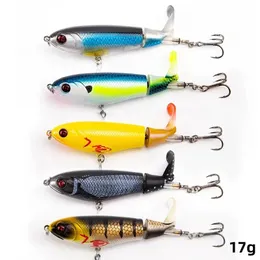 WHOPPER SPOPPER FISCHING Ködern 5pcs 17g Topwater mit rotierenden Schwanzkünstlern Köder Hartköder Wobbler Pesca Tackle 231227