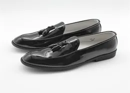 Meninos Sapatos de vestido Black Faux Leather Slip On Tassel Boy Manomers Festa de Casamento Kids Sapatos formais Classic Footwear 2207051523192