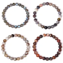 Pulseiras de pedra natural pulseira mulheres homens pedra mala contas encantos meditação étnica labradorite ágata jóias gem gift225m