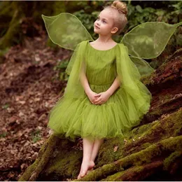 Sukienki dla dziewczynek Pierwsza Komunia Zielona Tiul Księżniczka Flower Little Dress na wesele urodzinowy impreza piłka kosmetyka konkurs