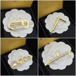 Barrettes Hair Clip Luxury Designer smycken Kvinnor Märke hårnål diamantklipp guld bokstav f stift huvudbonklipp för brud pannband krabbor ac