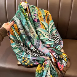 Spring Scarf Women's Luxury Design Silk Smooth Soft Muslim Headband Shawl Beach 85x180cm 231227