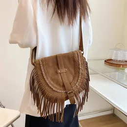 Bolsas de ombro com franjas de marca para mulheres de alta qualidade de couro nubuck bolsas de moda e bolsas de bolsa de moda