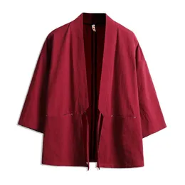 Kläder japanska kimono cardigan harajuku män röd bomull kimono haori yukata traditionell manlig japanska samurai kläder plus storlek 5xl