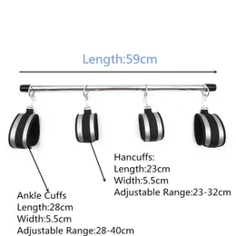 장난감 속박 세트 BDSM 섹시한 수갑 발목 커프 고리 칼라 스테인리스 스틸 금속 스프레더 바 부부 부부 성인 게임 0BGQ를위한 장난감