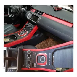 Adesivos adesivos de carro para land r range evoque interior painel controle central maçaneta da porta decalques fibra carbono estilo accessorie drop delive