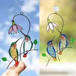 Garden Decorations 1Pc Metal Bird Wall Hanging Sculptures Ornaments Handicraft Window Balcony Hummingbird Door Decoration Handmade Craft