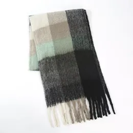 Ac Scarf Coloured Checked Oversized Tassel Soft Fall Winter Thick Warm Shawl Women Mix Colors