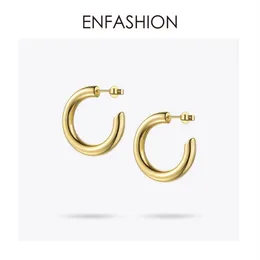 Enfashion Small Hoop Earrings Solid Gold Color Eouring Earings 여성 보석을위한 스테인레스 스틸 서클 이어링 EC171023 T190625232M