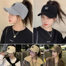 Bollmössor Fashion Winter Warm Sticke Hat Earmuffs Women Girls Cold-Proof Windproof Bonnet Casual Outdoor Sport Empty Top Baseball Cap