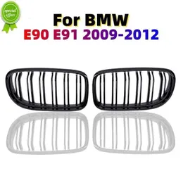 Akcesoria Nowe 2PCS Glos Gloss Black Front Kidney Double Slat Grill Grille dla BMW 3 Series E90 E91 LCI 2009 2012 2012 2012 Stylizacja samochodowa