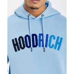 Sports Hoodrich Tracksuit Letter Handduk broderad vintertröja för män Färgglada blå solid topsweater jackorstopp loe qing