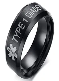 8 mm Diabetic Medical Sign Pierścień Tytan Stael Mężczyźni i kobiety Ring Medical Reminder Band Pierścienie biżuterii 2779853