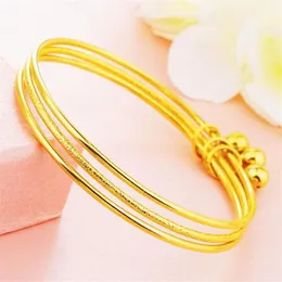 Mädchen dünne 3pcs Armreifen Set Armband 18K Gold Armband Armreifen Frauen Hochzeit Armband Paar Schmuck Fabrik Whole215A