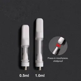 Vaper Cartridges 1ml 0.5ml 2.0ml Empty Vape Pen Carts Ceramic Coil 510 Cartridge Vapes Vaporizer E Cigarette 510 Thread Thick Oil Cartridge Glass Tank Vape Pen In Stock