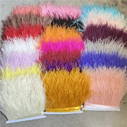 Wholesale 10Yards Natural Ostrich Feather Ribbon Length 10-15cm Feather Trim Fringe DIY Costumes Sewing Clothing Accessories 231227