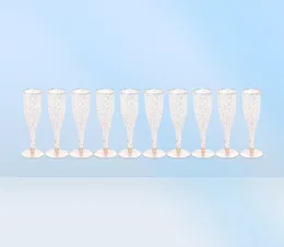 Одноразовая посуда 20pcs Золотой блеск пластиковый шампанский флейты чашки поджаренные бокалы свадебное детское душ .6911211