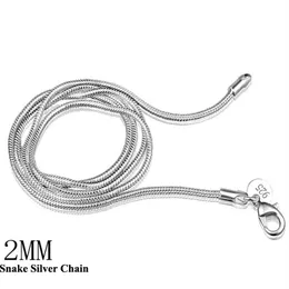 Unisex-Schlangenkette aus Sterlingsilber, 25 Stück, 925er-Silberkette, Karabinerverschlüsse, Halsketten, Valentinstagsgeschenk, wunderschöne Mode, 185 m