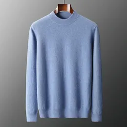 12-игольный кашемировый кашемировый свитер с половиной высокого воротника для мужчин. Мужской вязаный свитер из 100% кашемира на осень и зиму, утолщенный бесшовный передний край.