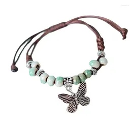 Strand Metal Butterfly Bell Pendant Charm Bracelet Natural Crysal Stone For Women Men Elastic&Rope Bangles Jewelry