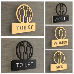 Acrylic Creative Modern Toilet Sign Bathroom Washroom WC Door Plates Women Men Symbol for Public Office el Restaurant 231226