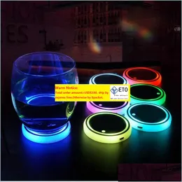 Getränkehalter 7 Farben Auto LED -Tasse Halter Lichtmatten Untersetzer Flaschen Atmosphäre Lichter Konstellation Hintergrundbeleuchtung Pads Dr. Dhcarfuelfilter Zz