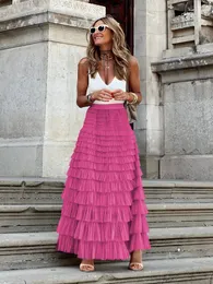 Skirts Real Cotton Skirt For Women Casual Tutu Saia Longa Top Size Elegant Temperament Mesh A-line Pengpeng French