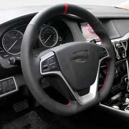 Steering Wheel Covers Custom Leather Suede Hand Sewn Cover For Geely Boyue Pro EMGRAND GS Coolray SUV Cool GL Car Handle
