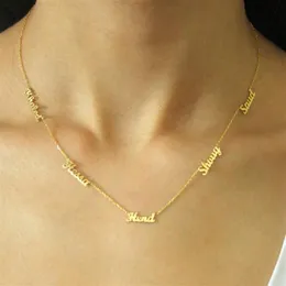 Requintado 1-5 nomes vários colares para jóias de família aço inoxidável personalizado árabe placa de identificação pingente casal presentes257g