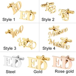 Gemelos Personalizados Boda Letter Name Cufflinks For MenCustom Initials Cuff Buttons Wedding Gifts Shirt Man Jewelry Cuffs 231227
