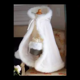 Winter-Hochzeitsumhang für Kinder, Blumenmädchen-Schal, Mädchenjacke mit Kunstpelzbesatz 231226