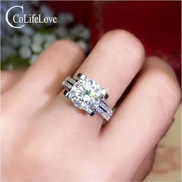 Colife jóias prata moissanite anel de casamento para mulher 1ct 2ct 3ct d cor vvs1 grau moissanite anel 925 prata anel de noivado248s