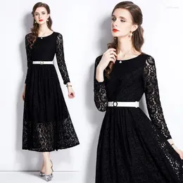 Casual Dresses ZXRYXGS Elegant Style 2024 Spring Summer Women's Clothing Temperament Retro Fashion Lace Large Hem Long Dress