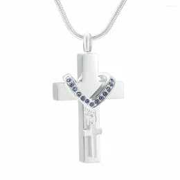 Naszyjniki wiszące trzymaj kryształowy krzyż krzyżowy stal nierdzewna kremacja biżuteria