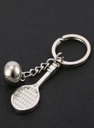 10pcs Chaveiro Yaratıcı Kişilik Tenis Raket Anahtar Key Zincir Spor Keyasyon Term Metal Araba Keyfobs Anahtar Tutucu Hediyesi Whole2798345