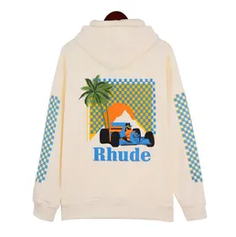 Yeni 2023 Mens Hoodies Rhude Rhude Hooded Erkek Kadın Tasarımcı Hoodies Moda Mektupları Baskı Pullover Kış Sweatshirt