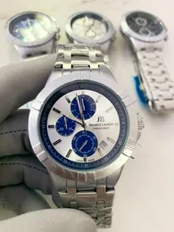 Bilek saatleri Maurice Lacroixaikon Chronograph Özel Baskı Vikings Kırmızı Dial Kauçuk Kayış Erkekler Spor Bilek Kuvars Saat