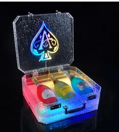 Produkter Portable Ice Rock Display Case Ace of Spade LED Portfölj Champagne Cocktail Wine Box Whisky Carrier Case VIP Bottle Presenter