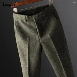 Men's Pants Ladiguard 2023 Winter Plush Men Casual Stand Pocket Pencil Trousers Plus Size 38 Mens Elegant Formal Patrty Suits