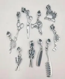 Ancient silver Sewing MachineHair DryerScissorsRulerBall of yarnComb Charm Pendant NecklaceBracelet Jewelry Accessories A934161555